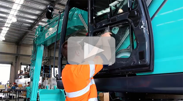 Image Window Tinting On Kobelco Sk300 2 - Kobelco Excavators