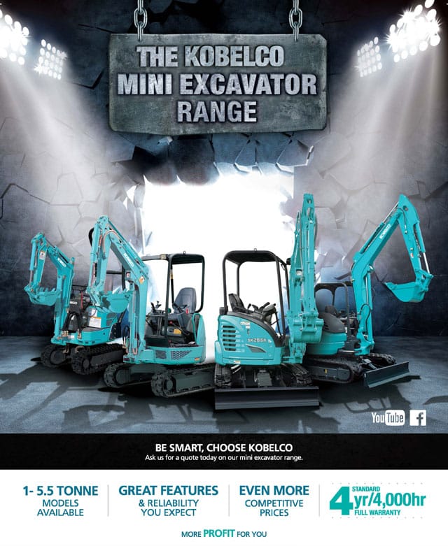 Image Kobelco Mini Excavator Range 1 - Kobelco Excavators